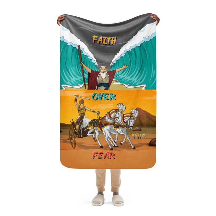 Faith Over Fear Sherpa blanket - Image 2